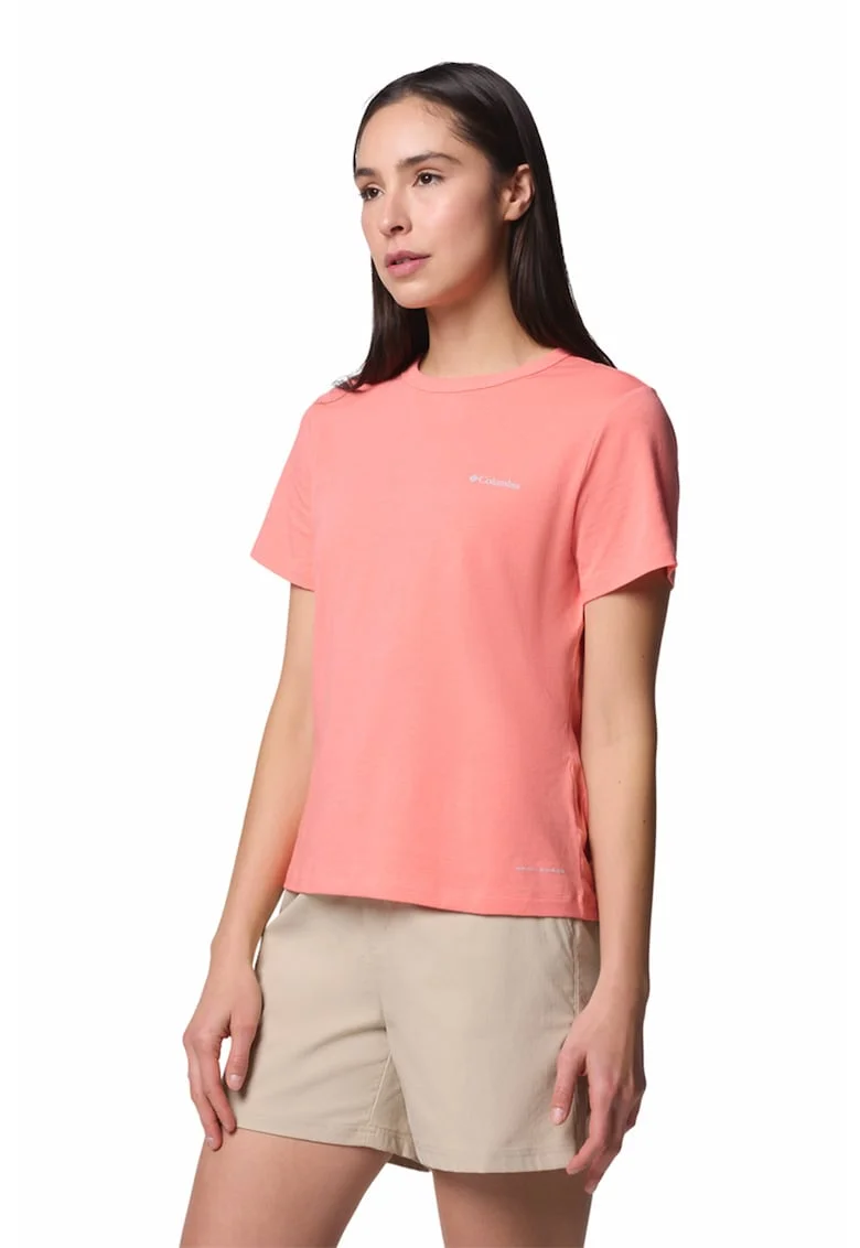 Tricou din amestec de bumbac pentru trekking Sun Trek, Roz somon