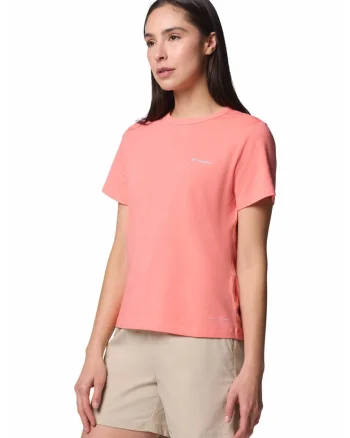 Tricou din amestec de bumbac pentru trekking Sun Trek, Roz somon