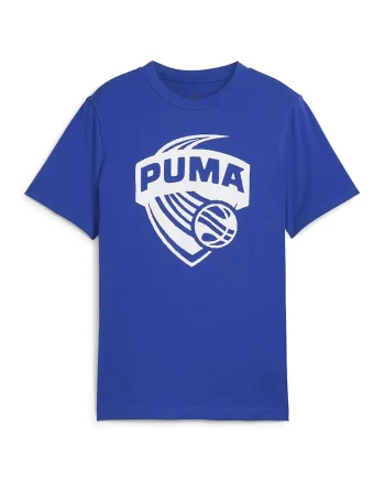Tricou din bumbac cu imprimeu logo, pentru baschet, Albastru royal/Alb optic