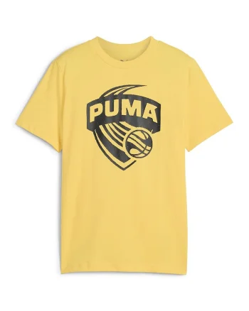 Tricou din bumbac cu imprimeu logo, pentru baschet, Negru/Galben pai
