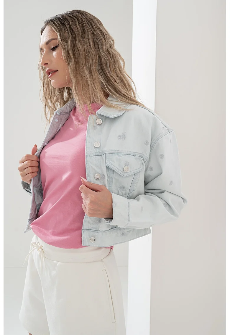 Jacheta din denim cu aspect decolorat Galatea, Albastru deschis