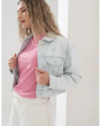 Jacheta din denim cu aspect decolorat Galatea, Albastru deschis