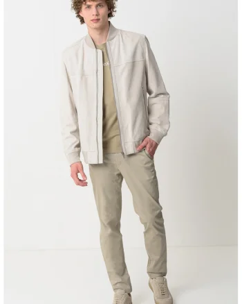Jacheta de piele cu guler baseball Johice, Grej
