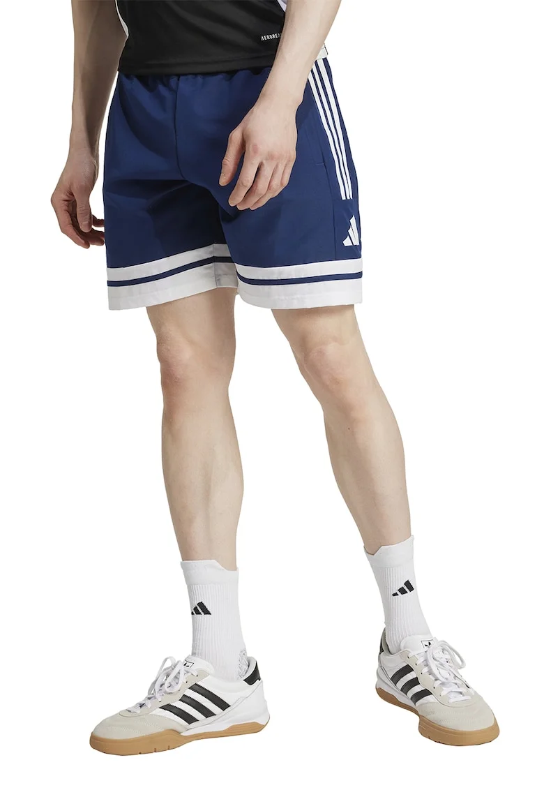 Pantaloni scurti cu detaliu logo pentru fotbal, Albastru inchis/Alb optic