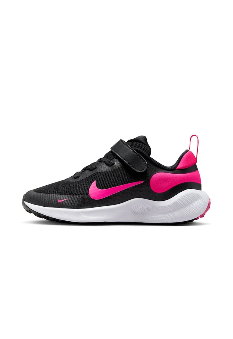 Pantofi Revolution 7 cu amortizare si velcro, pentru alergare, Negru/Roz
