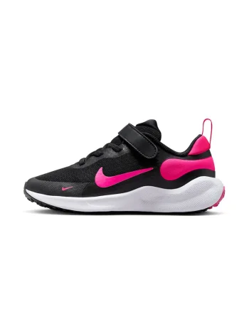 Pantofi Revolution 7 cu amortizare si velcro, pentru alergare, Negru/Roz