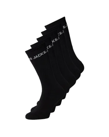Jack & Jone, Set de sosete lungi cu model logo - 5 perechi, Negru