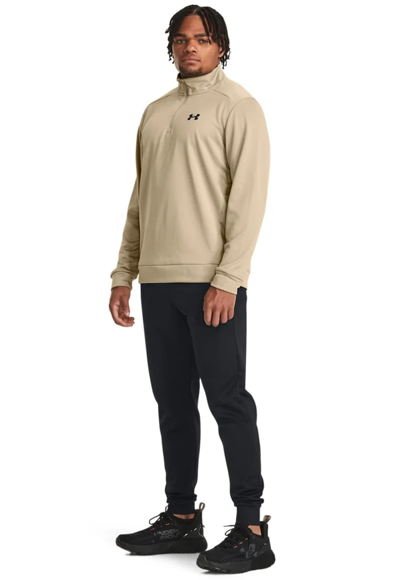 Bluza cu fenta cu fermoar pentru fitness, Bej