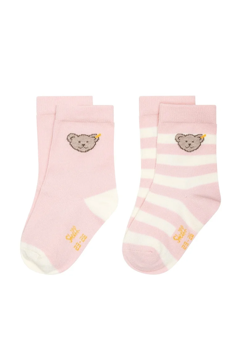 Set de soosete scurte de bumbac organic - 2 perechi, Roz pal