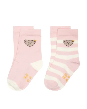 Set de soosete scurte de bumbac organic - 2 perechi, Roz pal