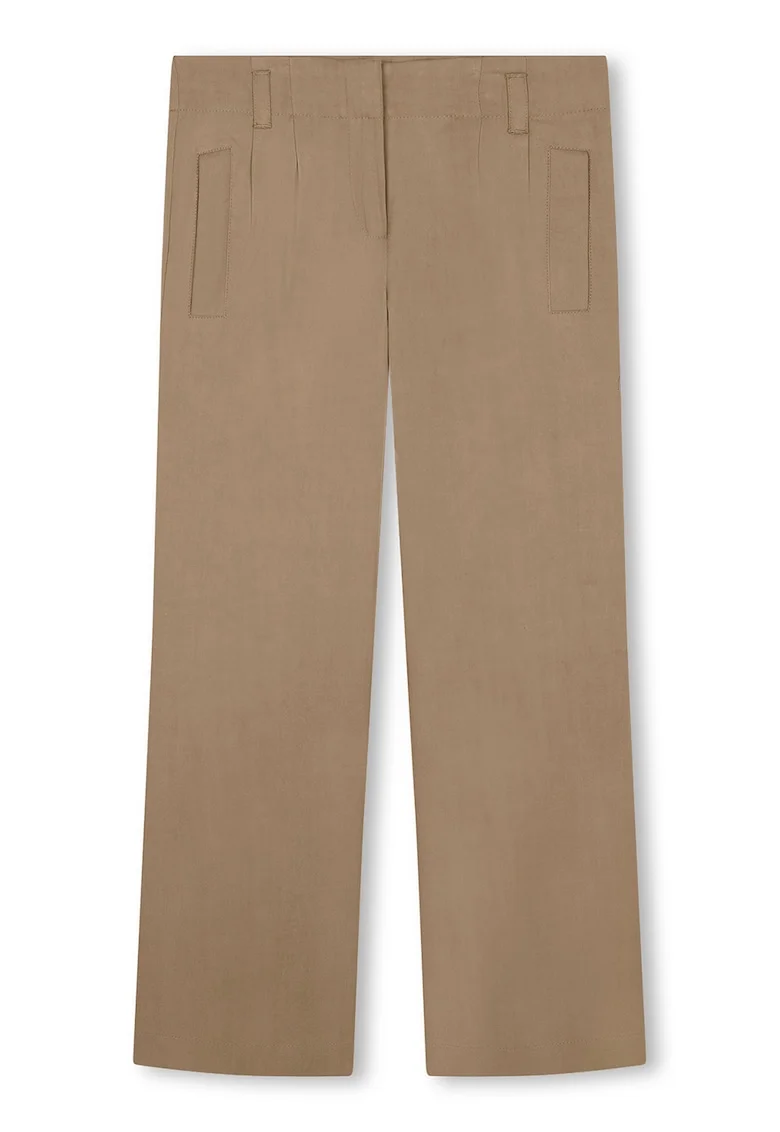 Pantaloni din amestec de bumbac cu croiala ampla, Maro scortisoara