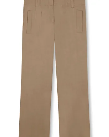 Pantaloni din amestec de bumbac cu croiala ampla, Maro scortisoara