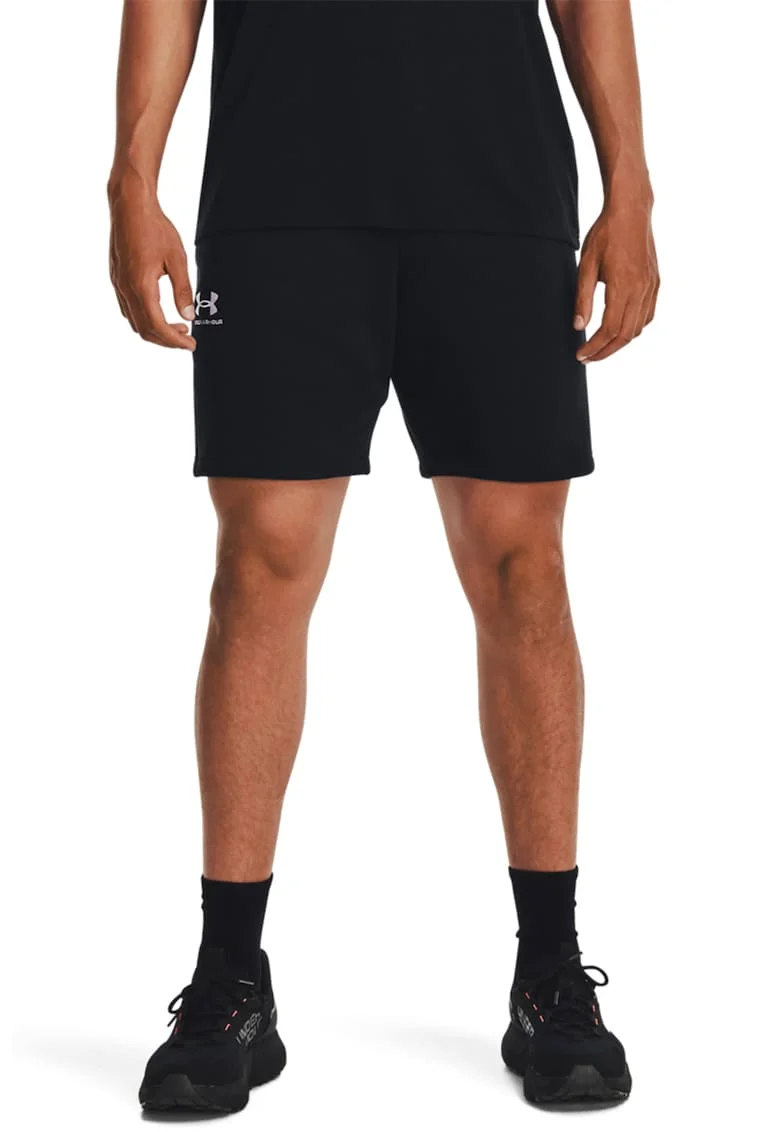Pantaloni scurti cu talie medie, pentru fitness, Negru