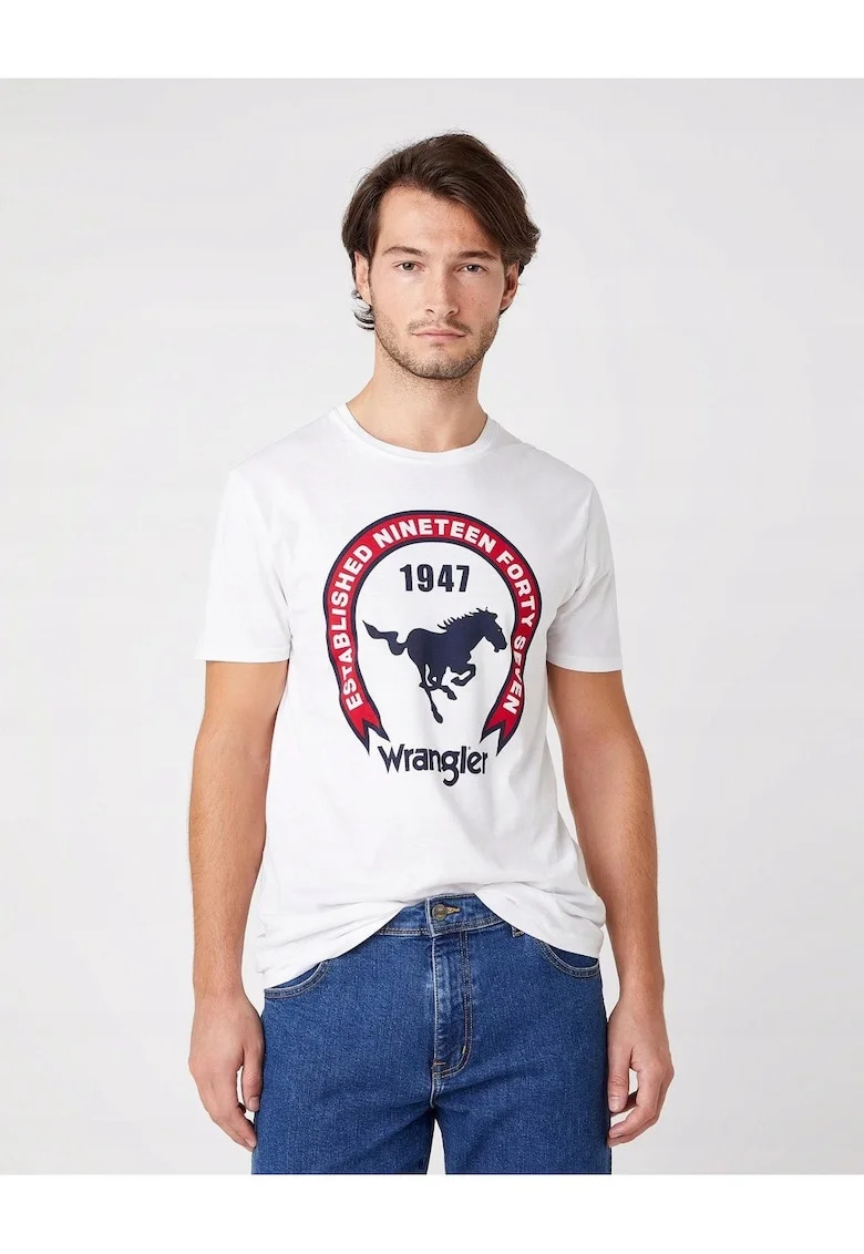 Tricou barbateste  Americana Tee, alb, bumbac, regular fit, Marime