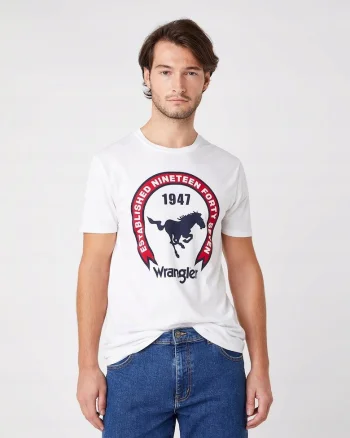 Tricou barbateste  Americana Tee, alb, bumbac, regular fit, Marime