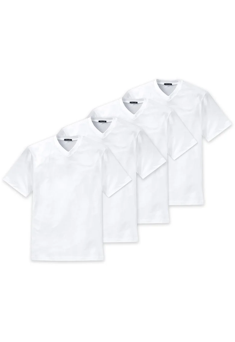 Tricou uni de casa cu decolteu in V, Alb