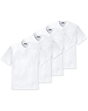 Tricou uni de casa cu decolteu in V, Alb