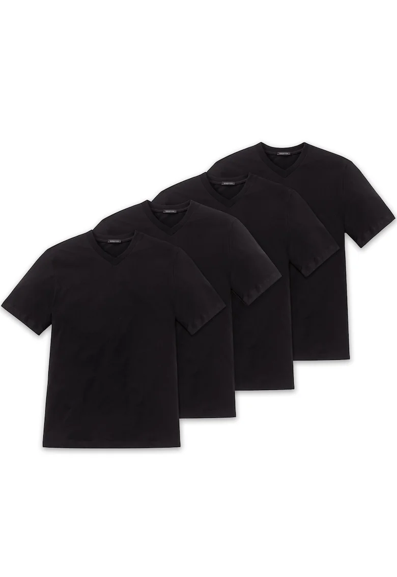 Tricou uni de casa cu decolteu in V, Negru