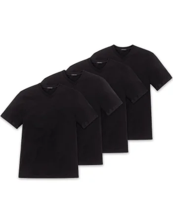 Tricou uni de casa cu decolteu in V, Negru