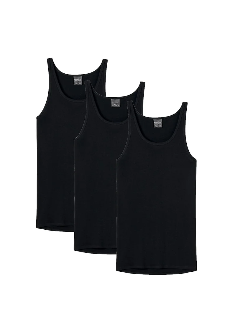 Set de topuri din bumbac - 3 piese, Negru