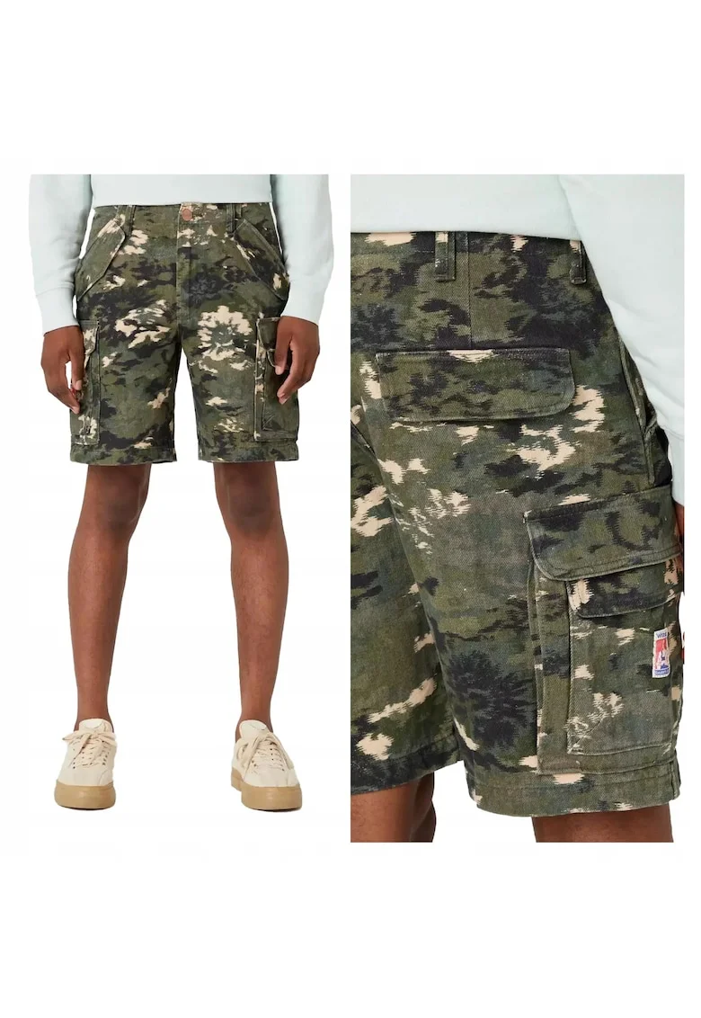 Pantaloni scurti barbati,  model Casey Cargo, verde, 5 buzunare, bumbac,