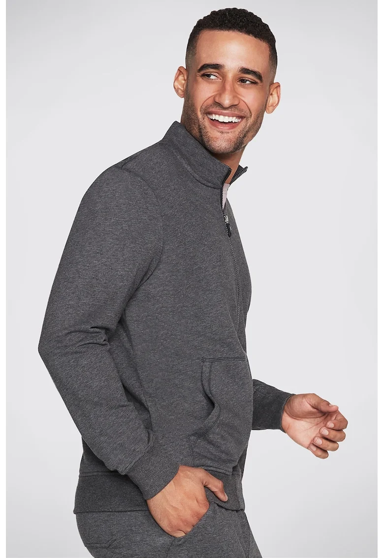 Bluza sport cu fermoar pentru antrenament The Hoodless, Gri melange