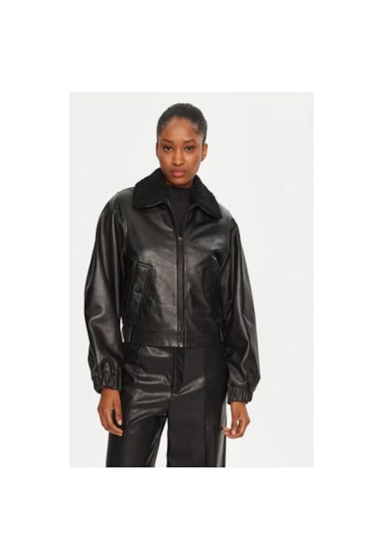Geaca dama,  305062840, Piele naturala, Negru, Negru