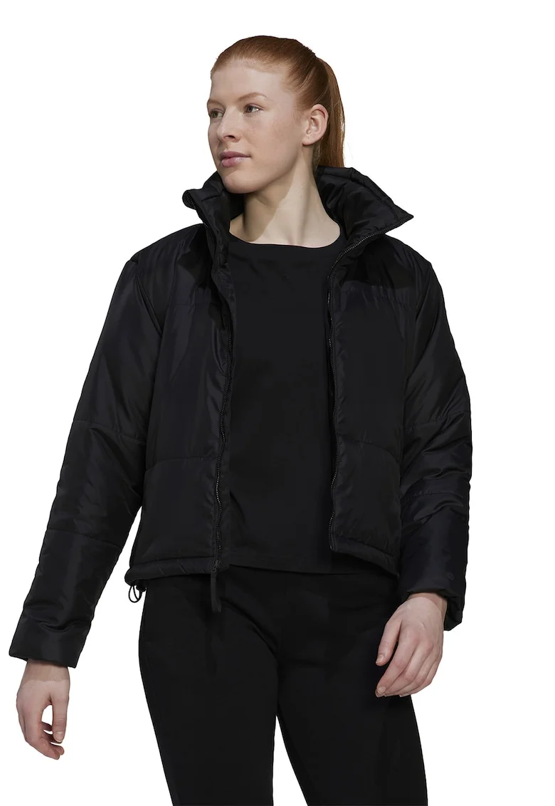 Jacheta crop usoara cu logo pe spate, Negru