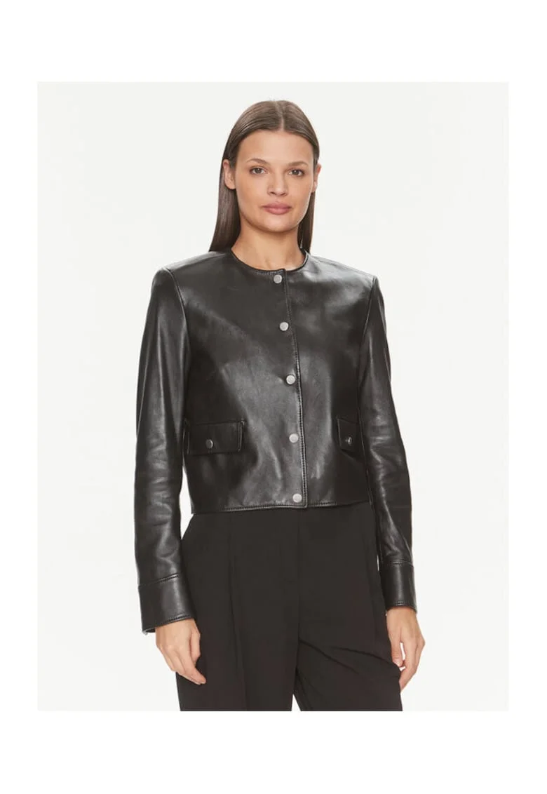 Geaca dama,  303659844, Piele naturala, Negru, Negru
