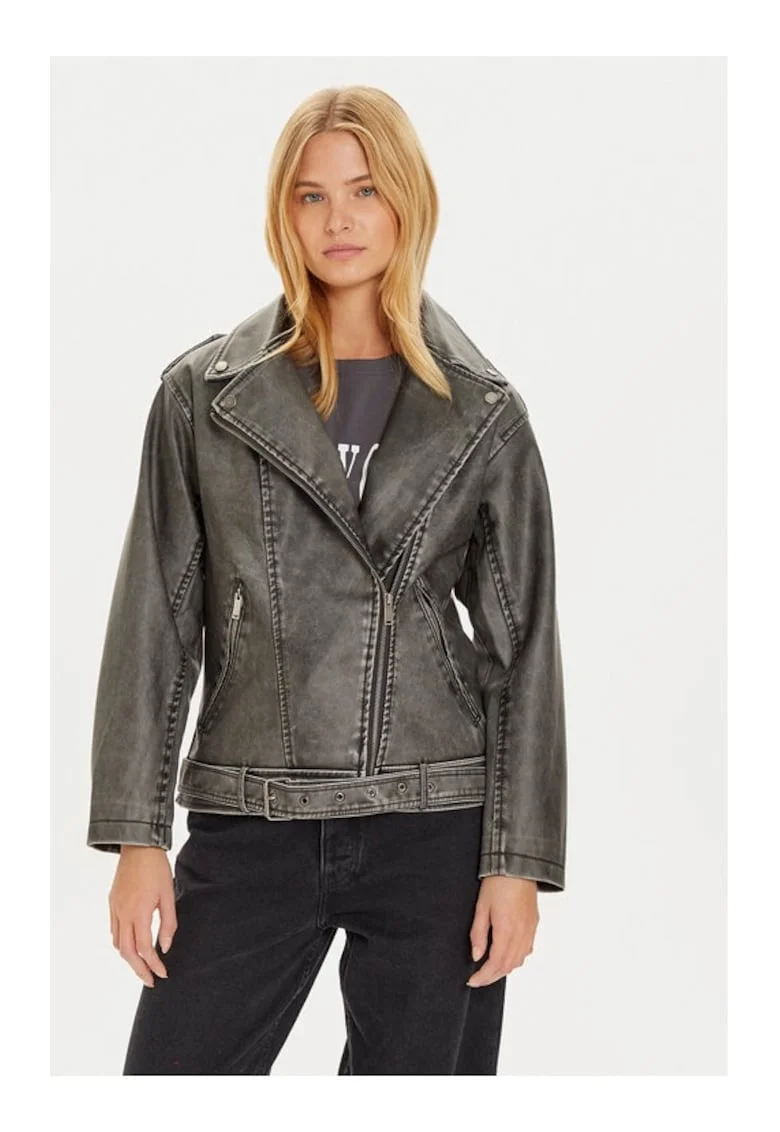 Geaca din imitatie de piele LJK-JOSIANE Negru Regular Fit, Piele ecologica