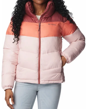 Geaca cu model colorblock si finisaj impermeabil Puffect, Roz prafuit