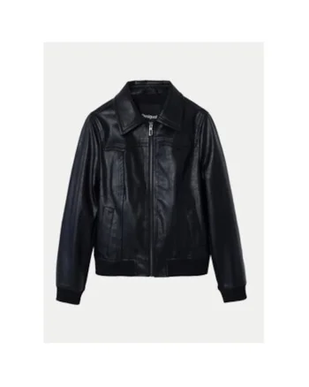 Geaca dama,  304476747, Piele ecologica, Negru, Negru