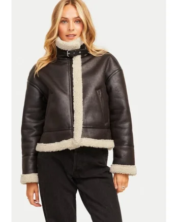 Geaca din imitatie de piele Yolanda 12259326 Maro Regular Fit, Piele ecologica
