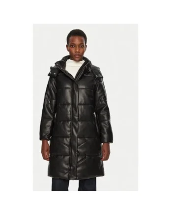 Geaca dama,  304485220, Piele ecologica, Negru, Negru