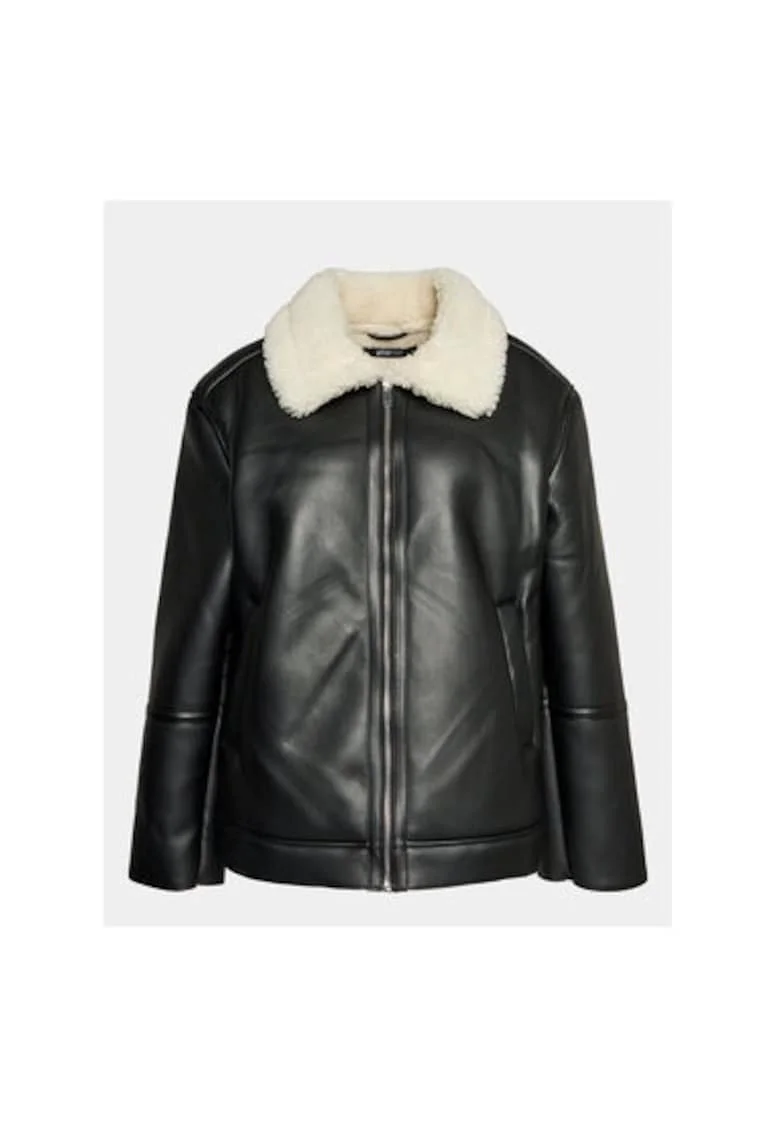Geaca dama,  302990832, Piele ecologica, Negru, Negru