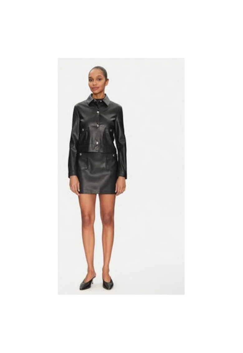 Geaca dama,  305253002, Piele ecologica, Negru, Negru