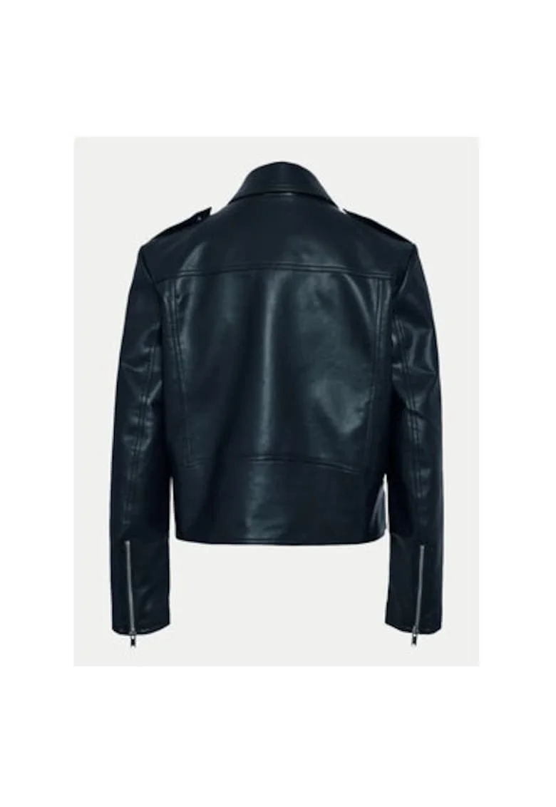 Geaca dama,  304807930, Piele ecologica, Negru, Negru