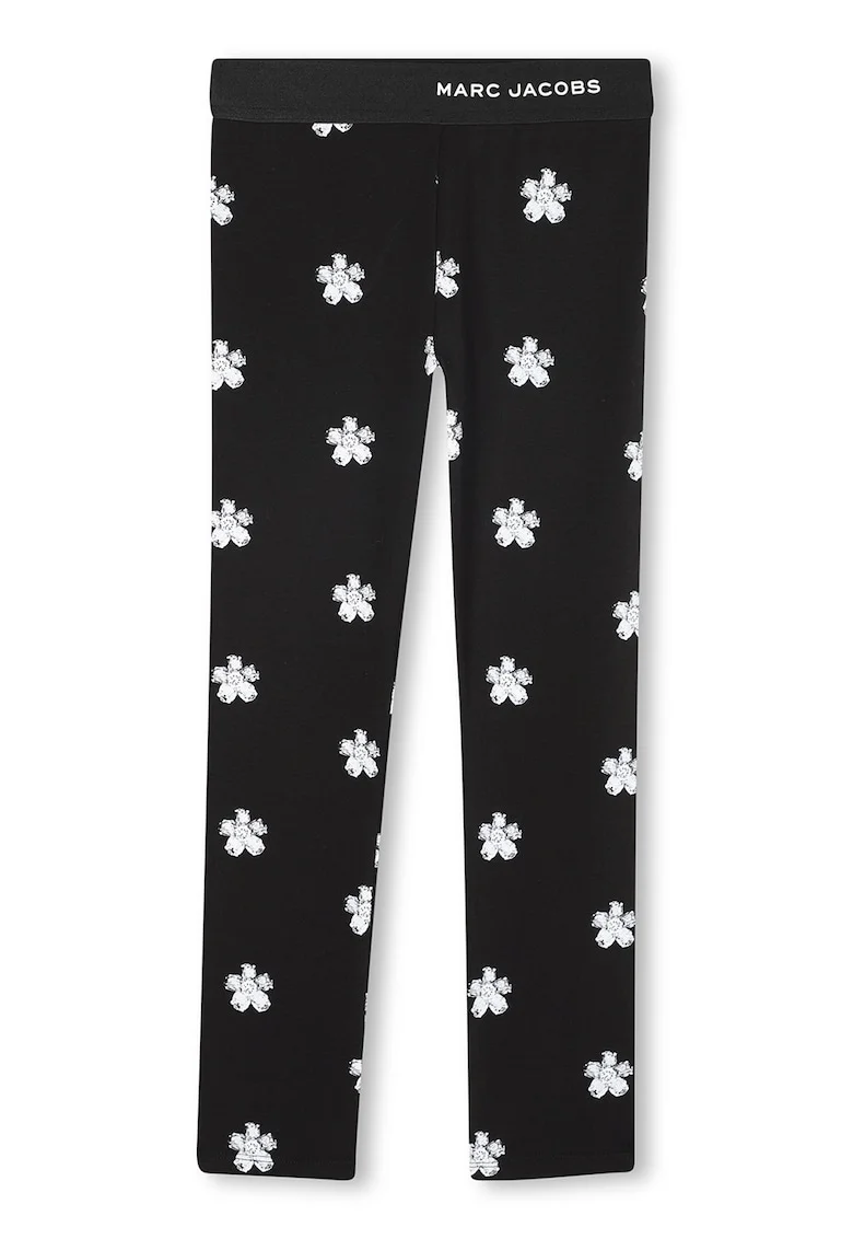 Pantaloni regular-fit cu design floral, Negru