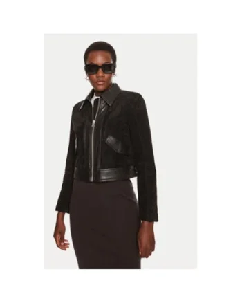 Geaca dama,  304280221, Piele ecologica, Negru, Negru