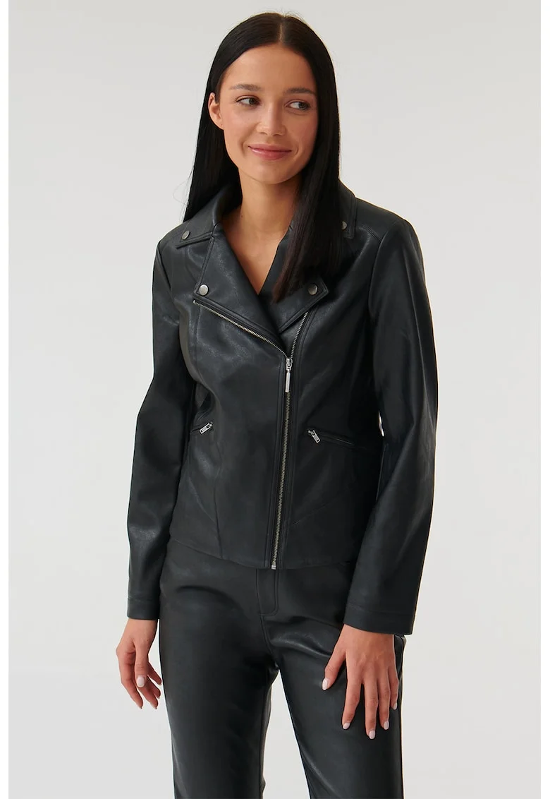 Jacheta biker de piele ecologica Ramonesi, Negru
