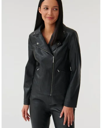 Jacheta biker de piele ecologica Ramonesi, Negru