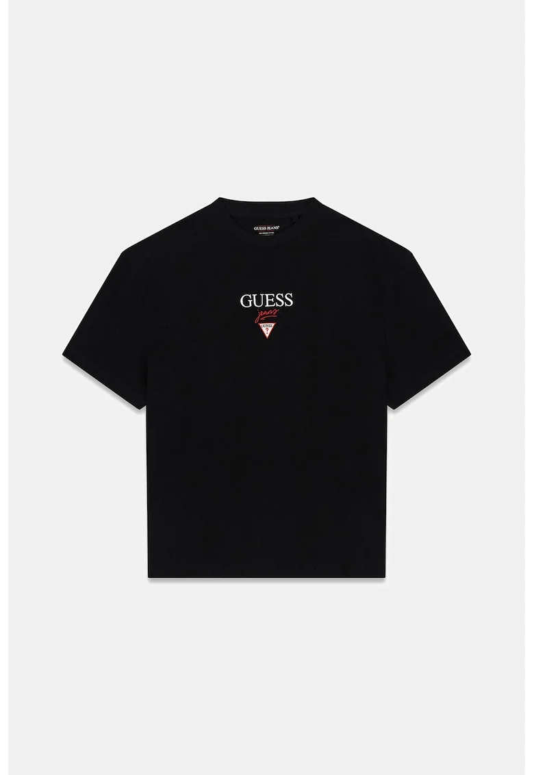 Tricou din bumbac cu broderie logo, Negru