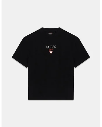 Tricou din bumbac cu broderie logo, Negru