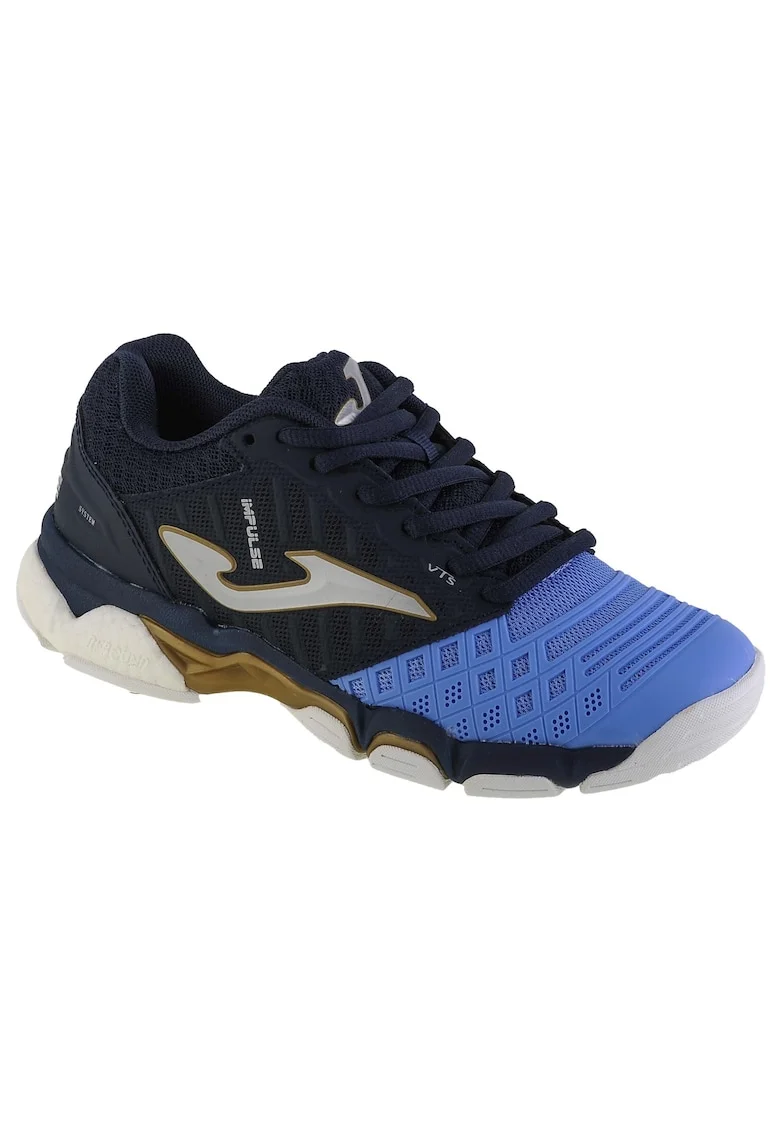 Pantofi sport dama pentru volei de interior,  Textil, Negru/Violet, Albastru