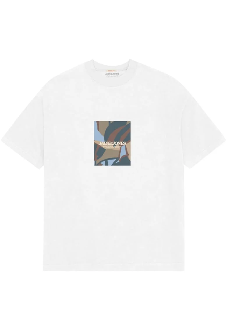 Tricou JACK &JONES Avira AOP Crew 46518, Alb