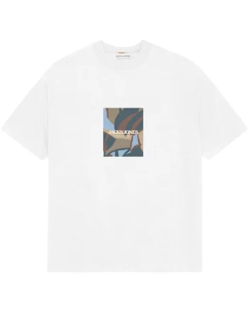 Tricou JACK &JONES Avira AOP Crew 46518, Alb