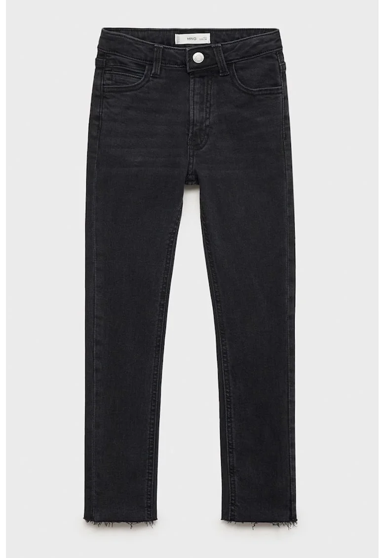 Blugi skinny-fit cu terminatii nefinisate, Negru