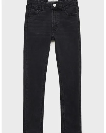 Blugi skinny-fit cu terminatii nefinisate, Negru