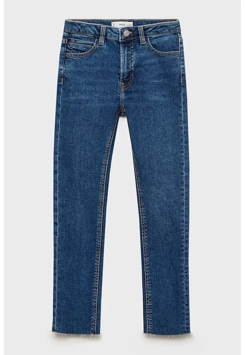 Blugi skinny-fit cu terminatii nefinisate, Albastru