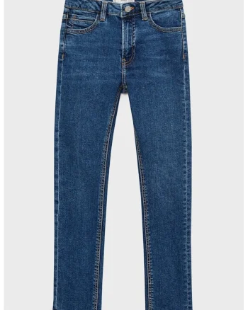 Blugi skinny-fit cu terminatii nefinisate, Albastru